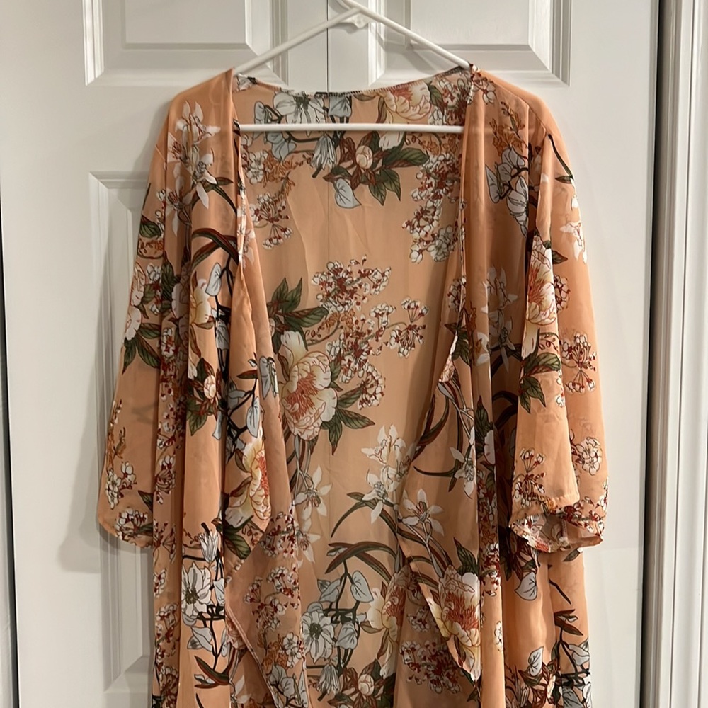 Floral chiffon duster